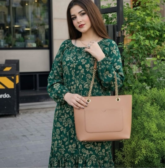 2PC POCKET CHAIN TOTE BAG