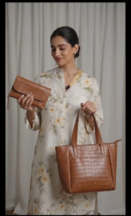 CROCO TOTE BAG 2pc