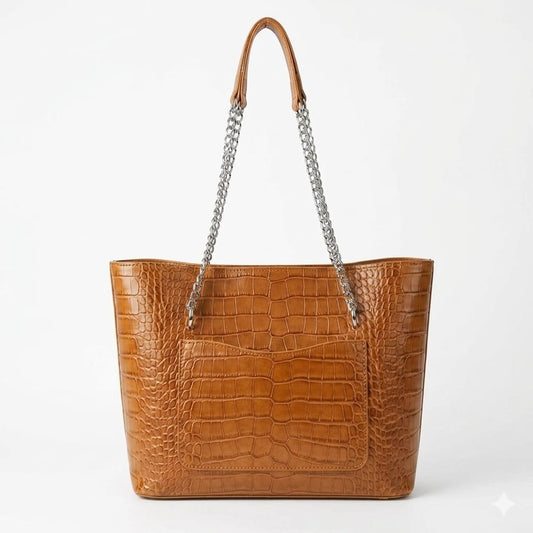 CHAIN CROCO TOTE BAG